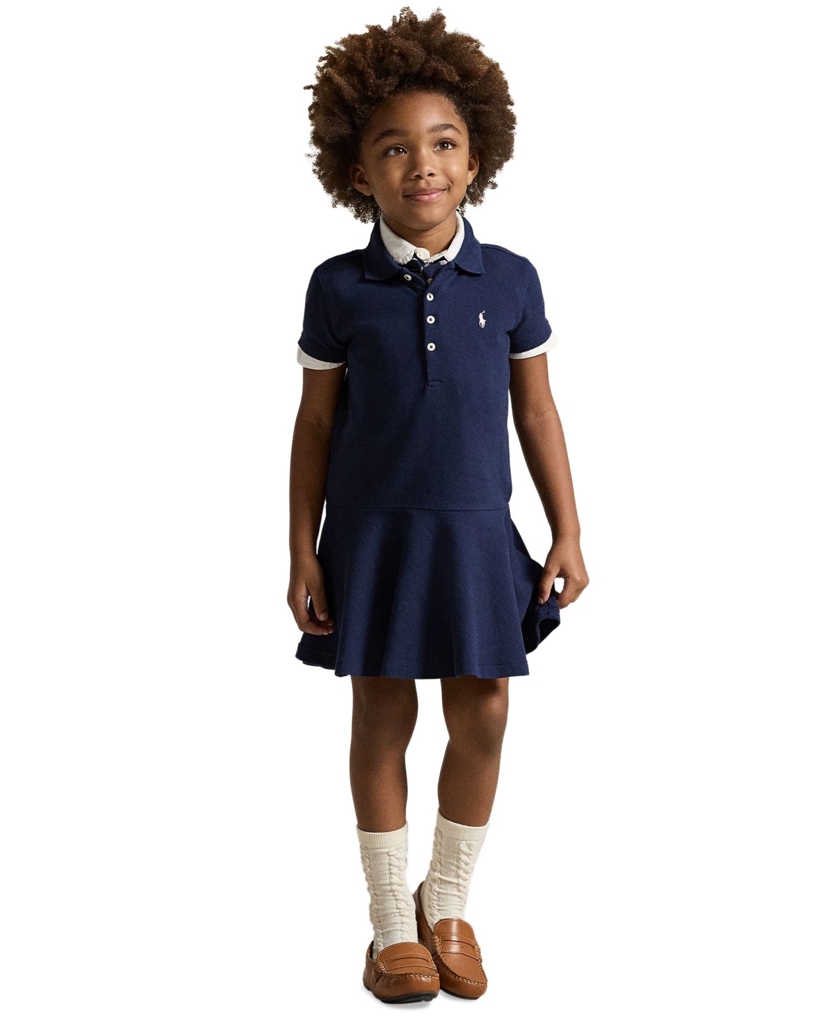 Детские Polo Ralph Lauren Girls' 2T-6X Cotton Mesh Stretch Short-Sleeve Polo Dress — фото 1