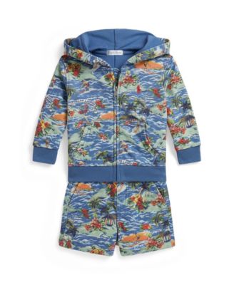 Baby Boys' Tropical-Print Hoodie and Shorts, 2-Piece Set