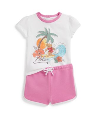 Baby Girls' Crewneck T-Shirt and Terry Shorts, 2-Piece Set