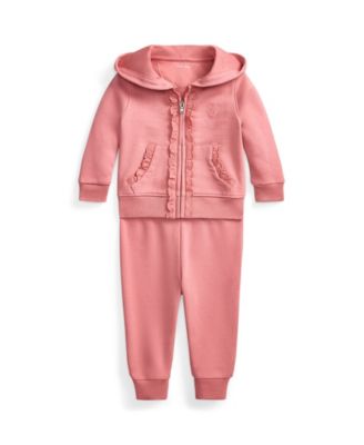 Baby Girls' Eyelet-Trim Long-Sleeve Hoodie and Jogger Pants, 2-Piece Set
