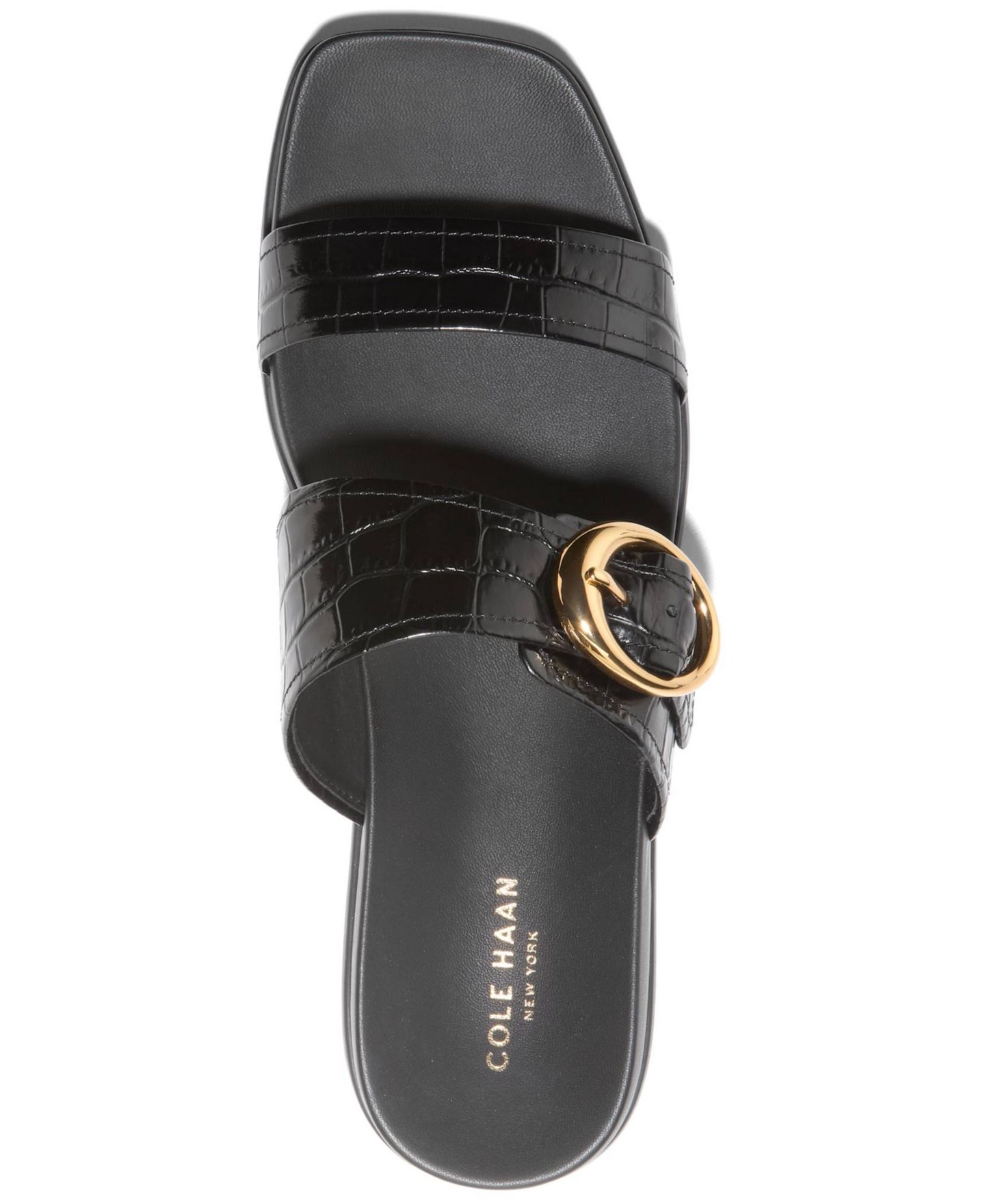 Женские сандалии Cole Haan Oaklynn Double Band Slip-On Footbed, цвет: Чёрный кожаный — фото 3