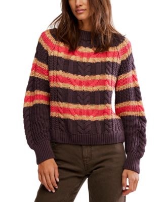 Women's Frankie Striped Cotton Cable Knit Sweater