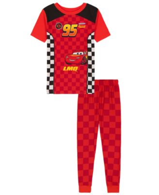Boys' Toddler 2T-4T 95 Race Suit Top and Checkered Print Long Joggers, 2-Piece Pajama Set