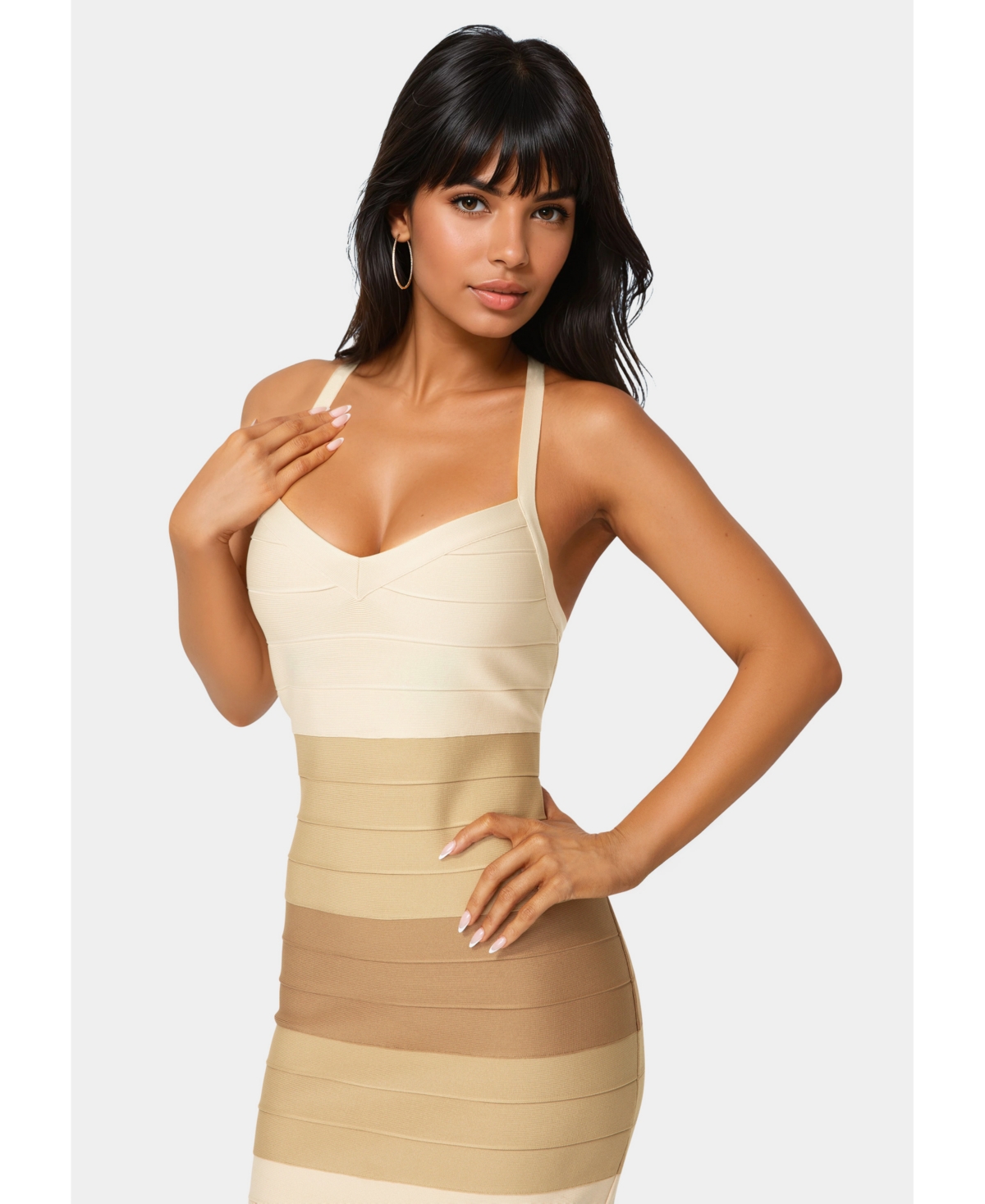 Bebe Women's Colorblock Bandage Midi Dress