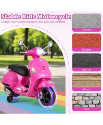 12V Kids Electric Motorcycle Licensed VESPA with Music and Training Wheels.