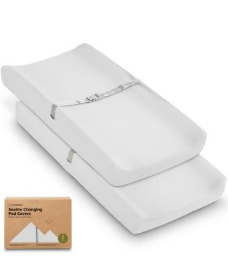 2pk Soothe Changing Pad Covers for Girl, Boy, Soft Cotton Contoured Diaper Changing Table Pad Covers