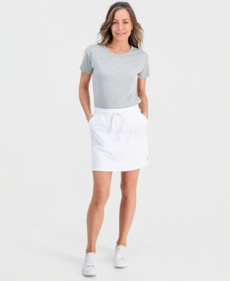 Petite Drawstring-Waist Knit Skort