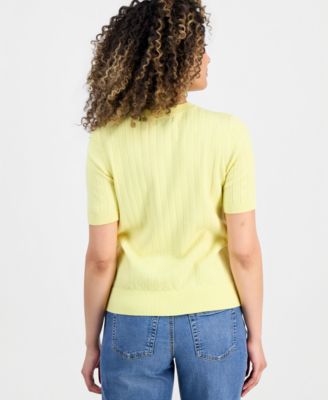 Petite Fine Gauge Rib Crewneck Sweater