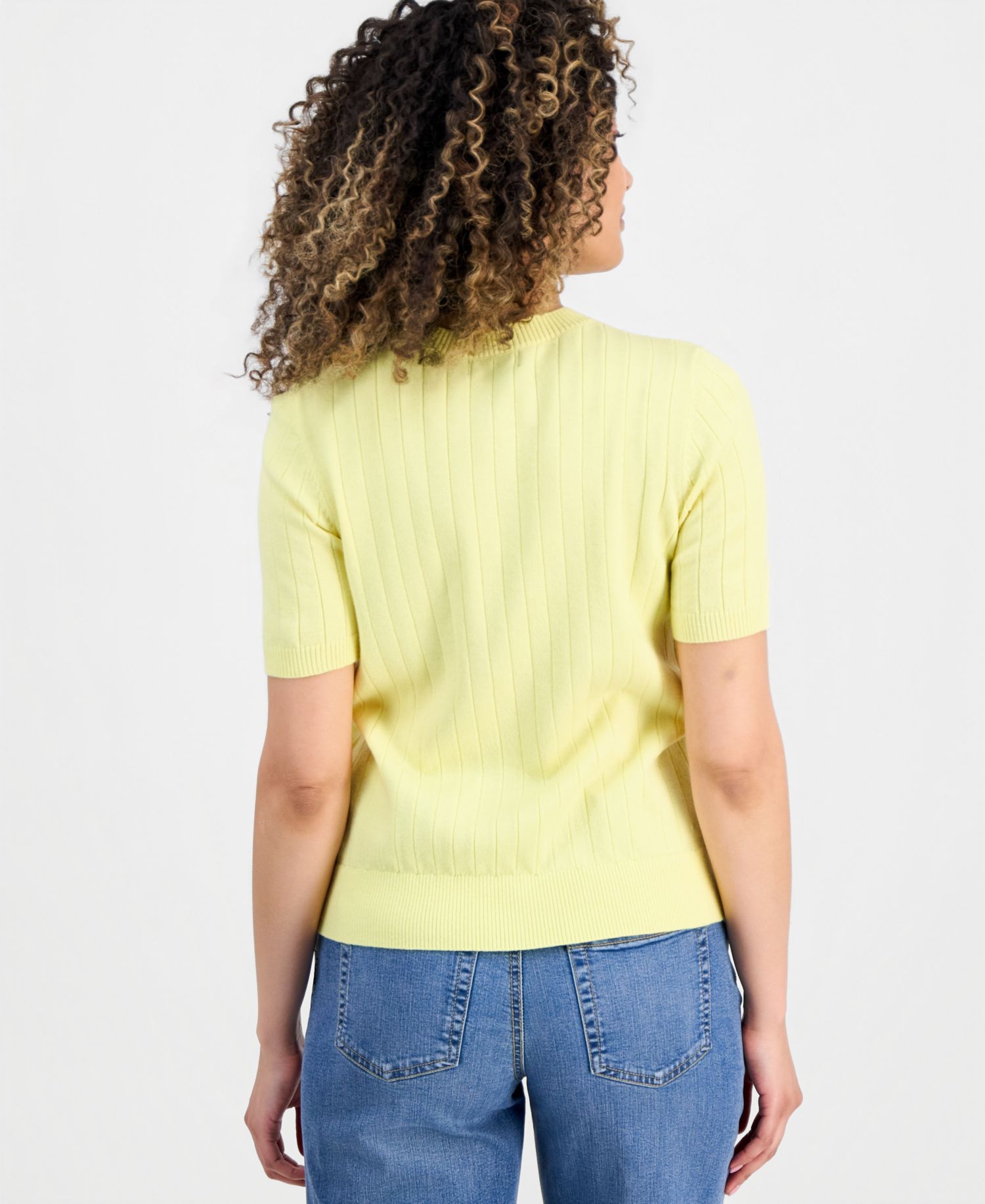 Petite Fine Gauge Rib Crewneck Sweater
