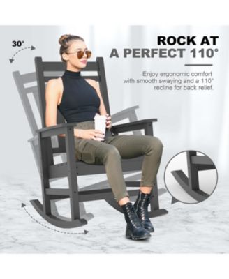 All-Weather Outdoor Rocker - High Back Wide Seat 350LBS, 304 Stainless Steel Hardware, 80% Pre-Assembled - Porch