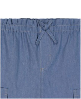 Girls' 4-6X Square Neck T-Shirt and Wide Leg Denim Pants, 2-Piece Set