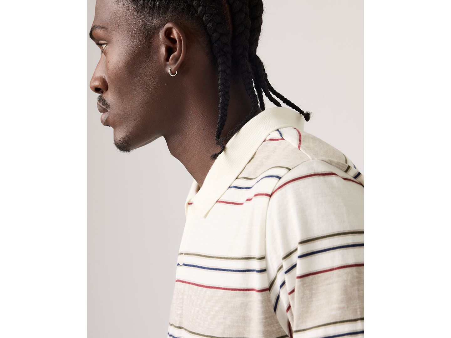 Мужское поло Levi's Merritt Striped Collared Polo Shirt, цвет: Кремовый / Бежевый — фото 3