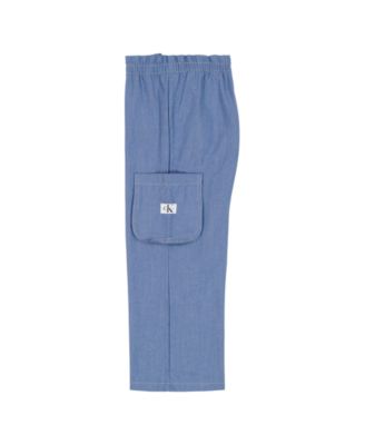  Girls' Toddler 2T-4T Square Neck T-Shirt and Wide Leg Denim Pants, 2-Piece Set