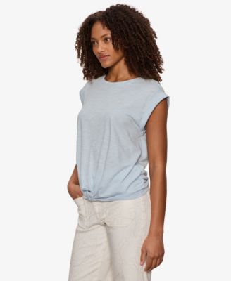 Women's Knot-Front Crew Neck Muscle Tee