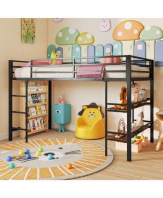 Twin Low Loft Bed with Ladder and Shelf Storage for Kids - 41