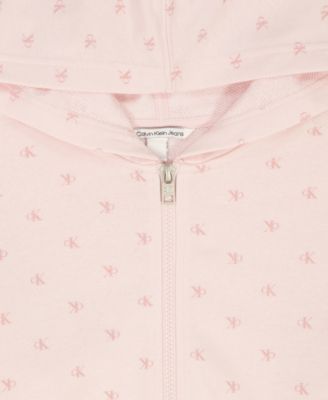 Girls' 7-16 Flocked Zip-Front Hoodie