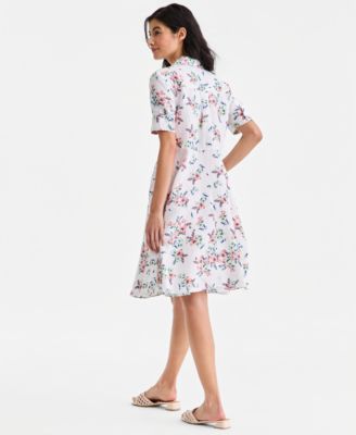 Women's Shannons Garden Printed 100% Linen Dress