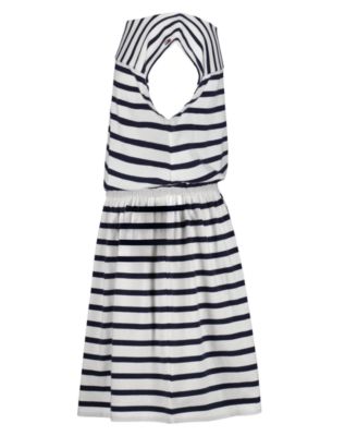 Girls' 7-16 Boat Neck Stripe Dress