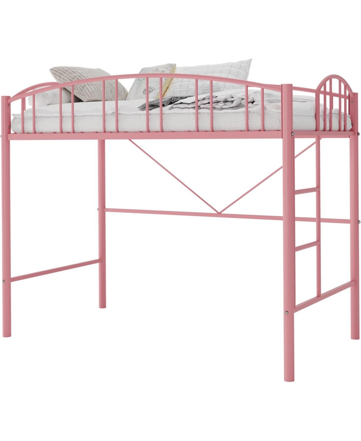 gaomon Twin Metal Loft Bed with Arched Guardrails & Ladder, Space-Saving Frame