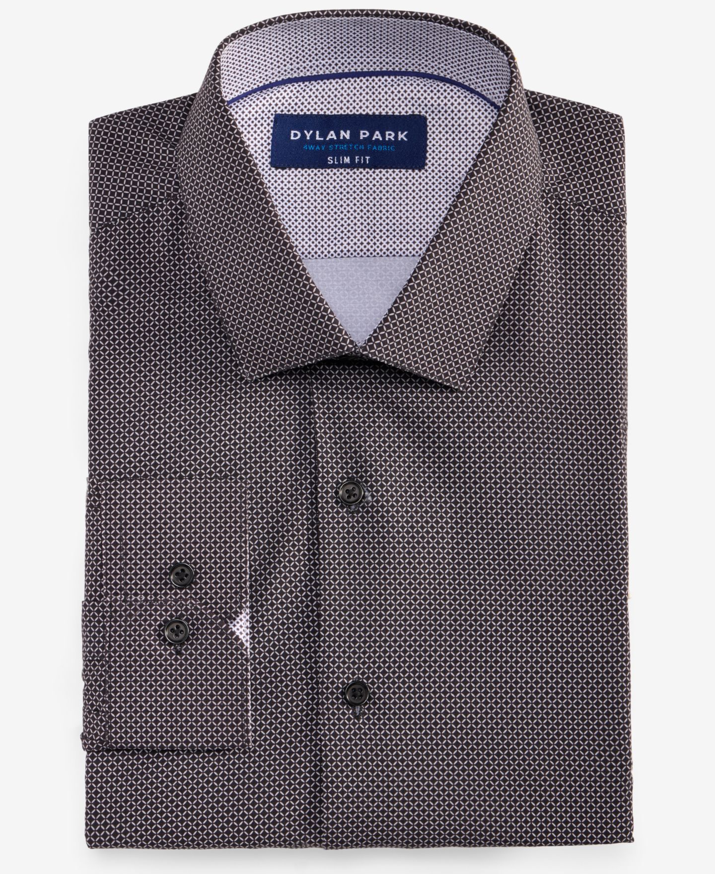 Мужская рубашка Dylan Park Slim-Fit Performance Four-Way Stretch Dress Shirt, цвет: Чёрный — фото 5