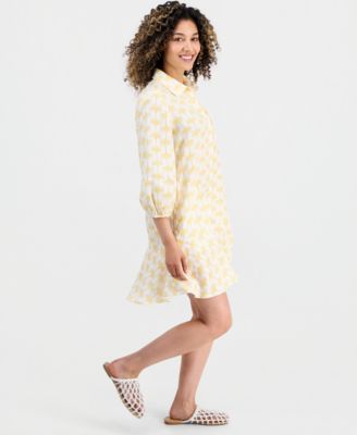 Petite Linen King Street Palm Flounce Dress