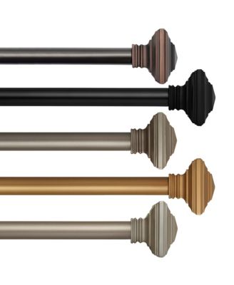 Elrene Home Fashions Florence 1" Diameter Adjustable Curtain Rod Set with Decorative Square Finials