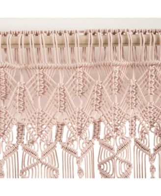 Boho Macrame Textured Cotton Valance Curtain Single 40"W x 30"L Blush - Macrame Valances For Windows, Boho Kitchen Curtain