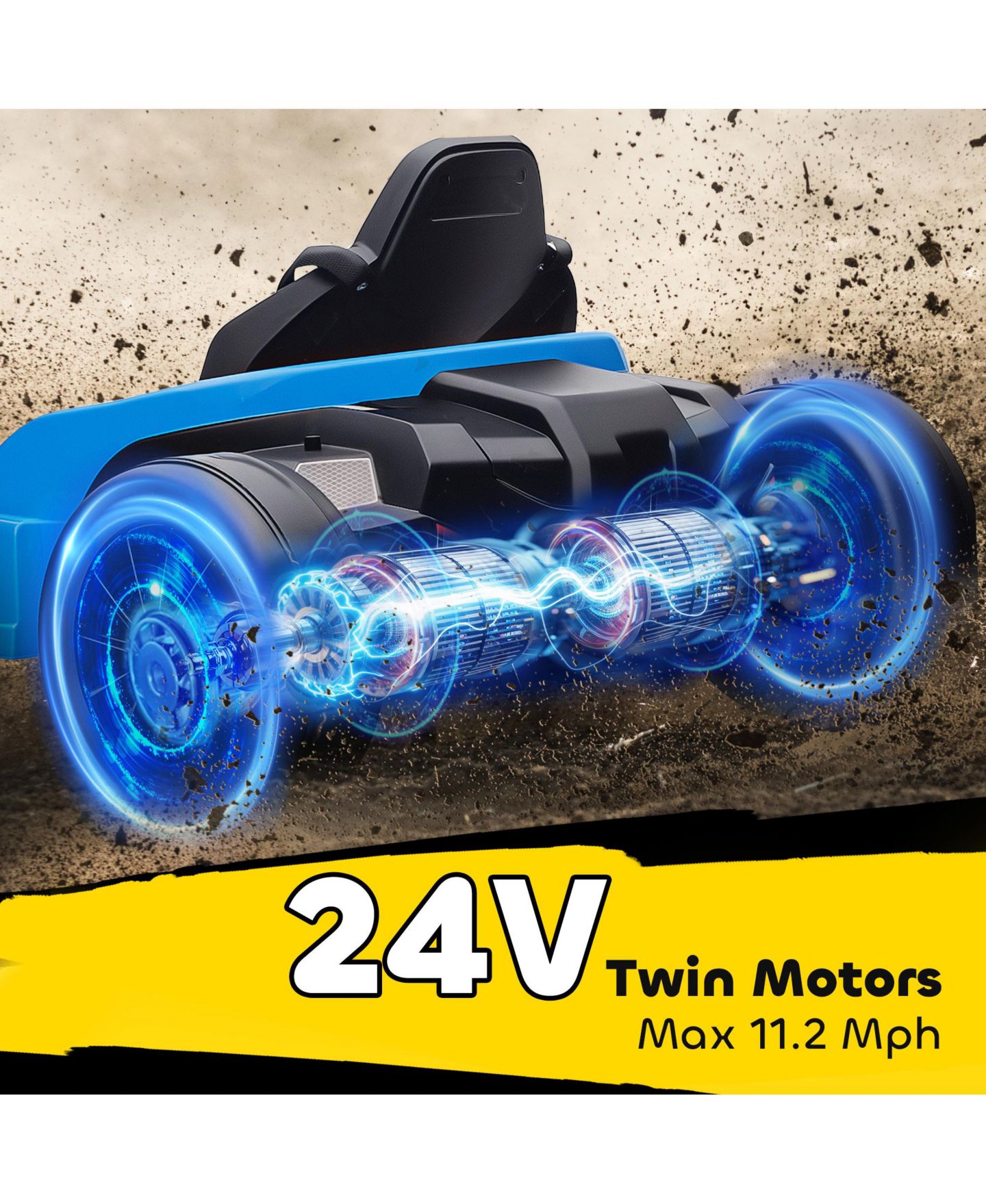 Детская игрушка Qaba 24V Electric Drift Go Kart with Dual 150W Motors, Ages 8+, цвет: Синий — фото 4