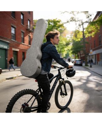 Les Paul Electric Guitar Hard Case with Backpack Strap & Folding Stand Fits for LP Style, Groove Series Sonic Silver