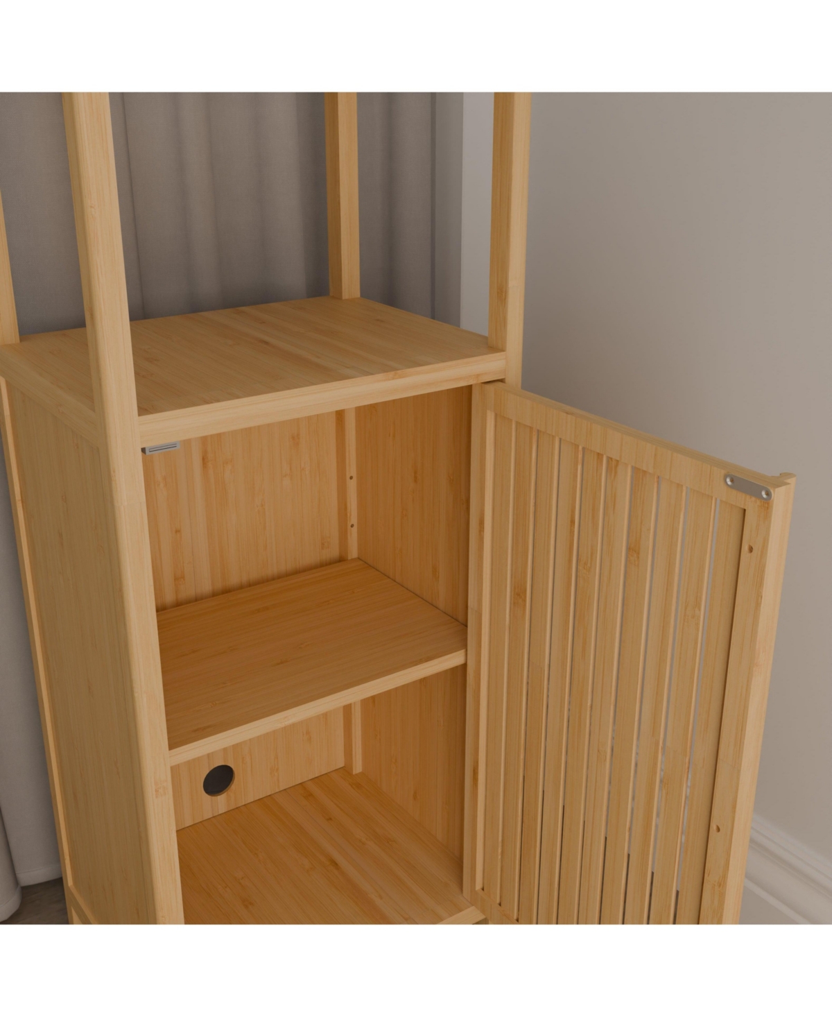 Boyel Living 41" Bamboo Storage Locker with Door & Shelf, Large Capacity Slim Cabinet