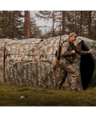 Double One-Way See-Through Ground Hunting Blinds for 2-6 People, Side-by-Side Shelter