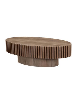 Modern Handcraft Drum Coffee Table - 43.7-Inch Oval Small Coffee Table
