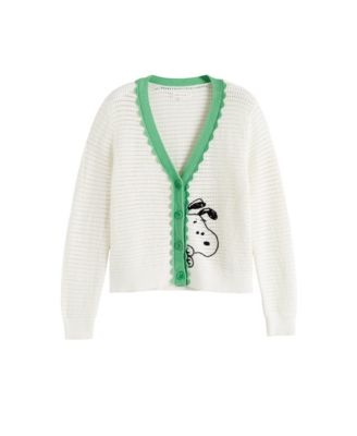 Women's Cotton Snoopy Crochet Peekabo Cardigan