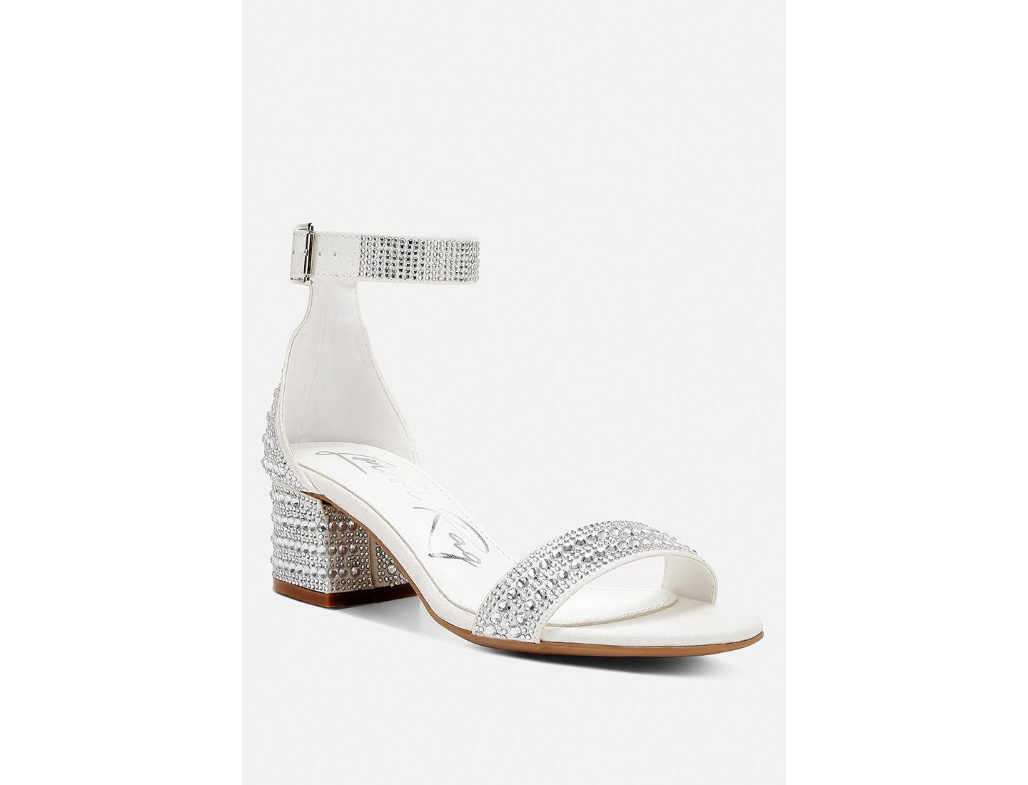 Женские сандалии London Rag Twerky Rhinestones Embellished Block, цвет: Белый — фото 3