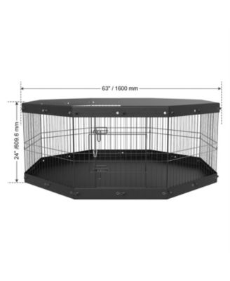 8-Panel Foldable Metal Dog Playpen with Top Cover & Mat, 24" H - Indoor/Outdoor