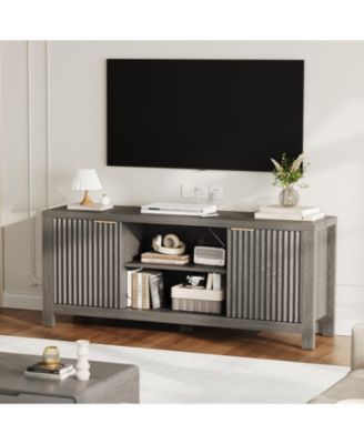 Heavy-Duty TV Stand for 65 Inch TVs, Versatile Entertainment Center with 2 Storage Cabinets & Open Shelves