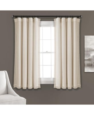 Lush Decor Rosalie Light Filtering Window Curtain Panels, Pair, 54" W x 63" L, Ivory - Lace Curtains for Living Room - Vintage - Cottage Core Decor