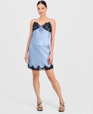 Women's Lace-Trim Satin Mini Skirt