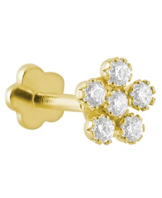 White Topaz (1/20 ct. t.w.) Accent Stud Earrings in 14k Yellow Gold (Also Available in Onyx)