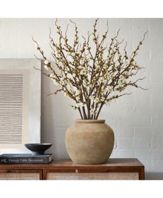 Terracotta 10" Round Vase with Earth Tones, Accent for Farmhouse or Boho Interiors