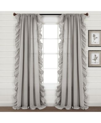 Linen Ruffle Light Filtering Window Curtain Panel Single 54"W x 95"L