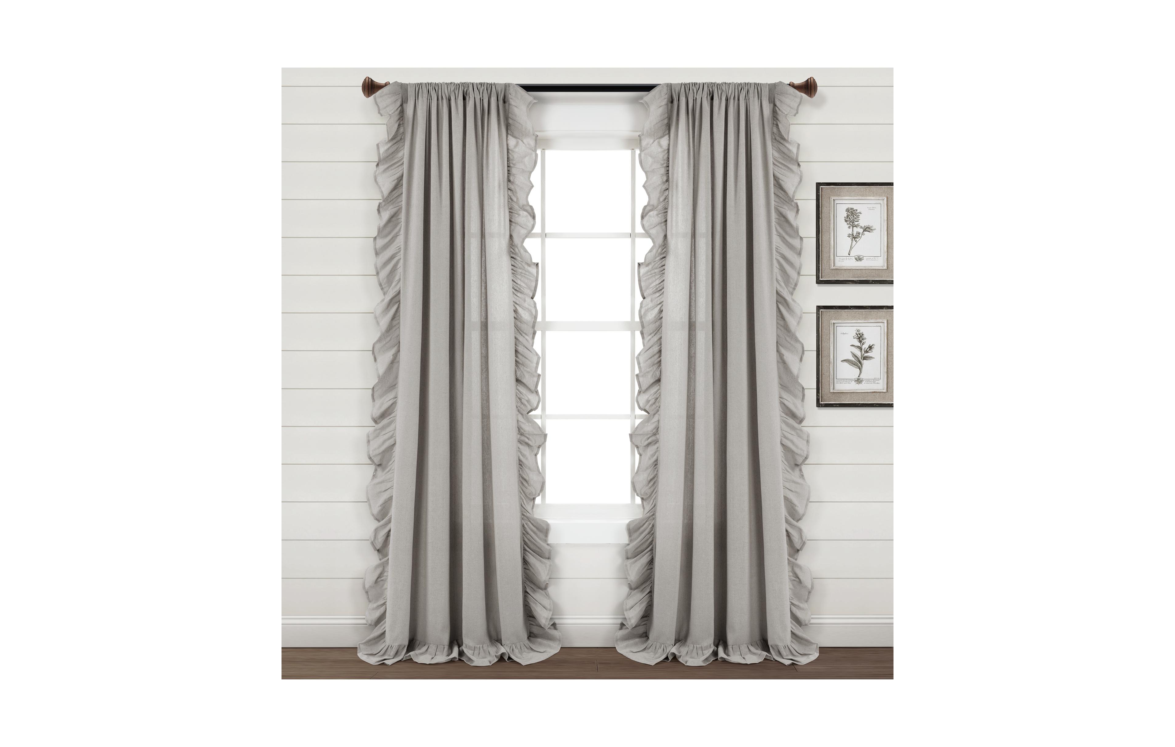 Lush Decor Linen Ruffle Light Filtering Window Curtain Panel Single 54"W x 95"L