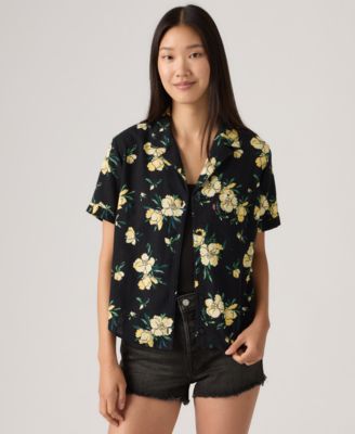 Women's Printed Short-Sleeve Camp Shirt