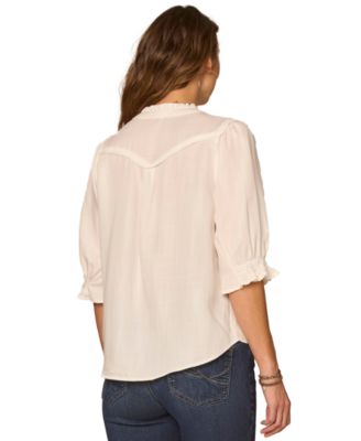 Petite Below Elbow Button-Down Top