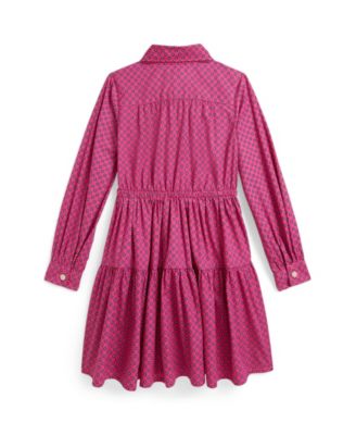 Girls' 2T-6X Floral Long-Sleeve Poplin Shirt Dress