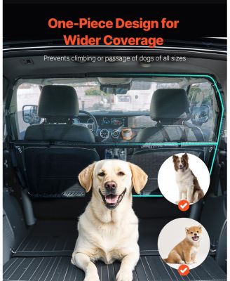 Vehicle Dog Barrier for Front Seats, 50" Wide Mesh Car Divider, Universal Fit for SUVs and Trucks