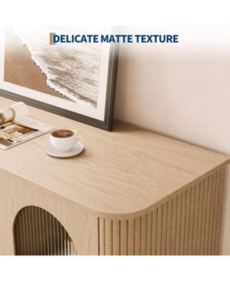 47" Sideboard Buffet Cabinet with Fluted Glass Doors & 3 Drawers