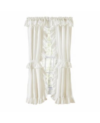 Classic Wide Solid Color Perma Press Ruffled Priscilla Curtain Panel With Ties 84" x 45" Natural