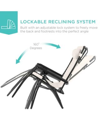 30" Extra Wide Folding Zero Gravity Patio Lounge Chair w/Adjustable Canopy Shade