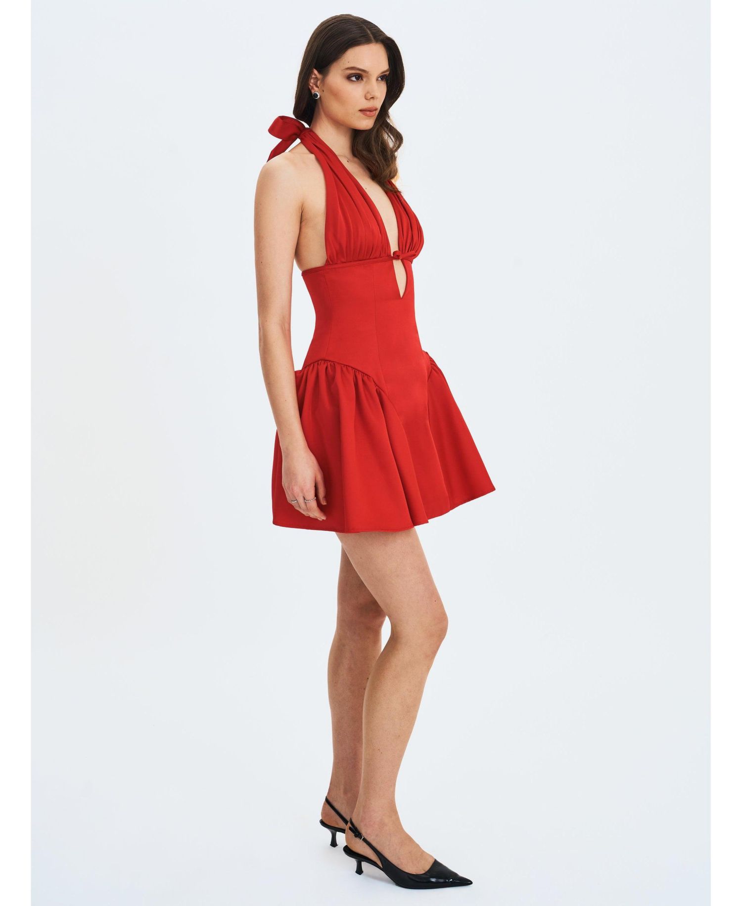 Women's Peyton Ruby Plunging Halter Keyhole Mini Dress